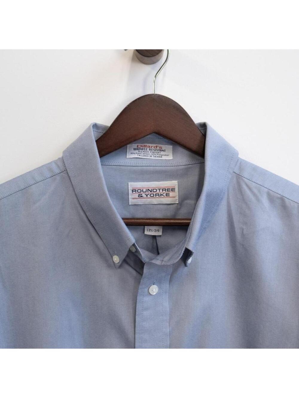 Roundtree & Yorke Blue Wrinkle Resistant Oxford Shirt